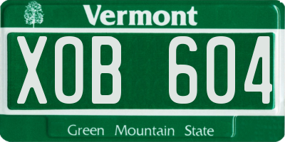 VT license plate XOB604