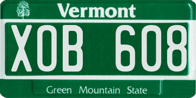 VT license plate XOB608