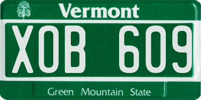 VT license plate XOB609
