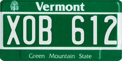 VT license plate XOB612