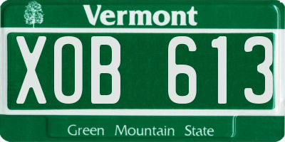 VT license plate XOB613