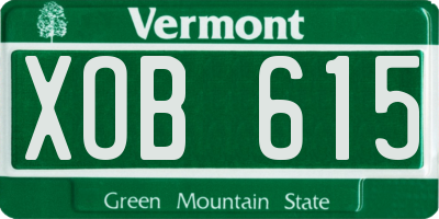 VT license plate XOB615