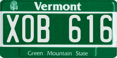 VT license plate XOB616