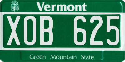 VT license plate XOB625