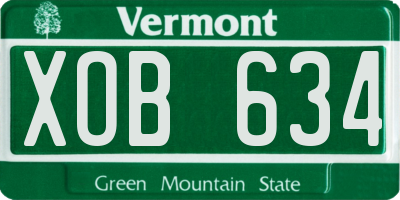 VT license plate XOB634