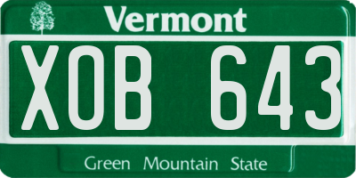 VT license plate XOB643