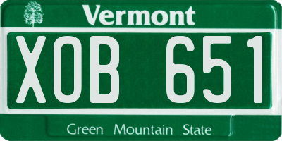 VT license plate XOB651