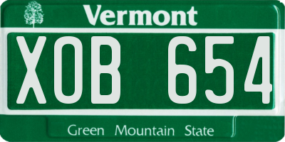 VT license plate XOB654