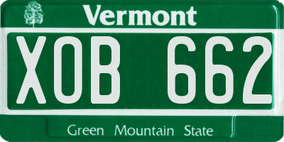 VT license plate XOB662