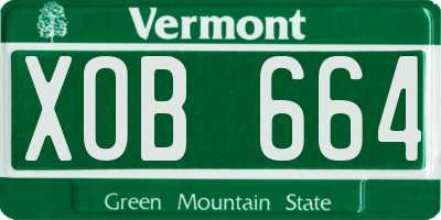VT license plate XOB664