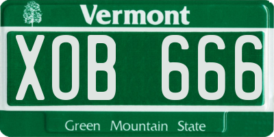 VT license plate XOB666