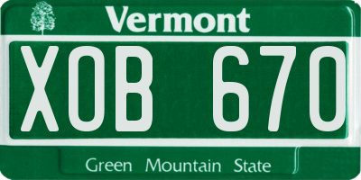 VT license plate XOB670