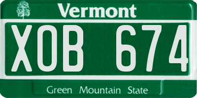 VT license plate XOB674
