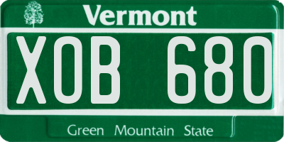 VT license plate XOB680
