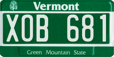 VT license plate XOB681
