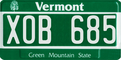 VT license plate XOB685