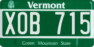 VT license plate XOB715