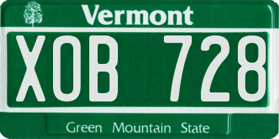 VT license plate XOB728