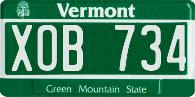 VT license plate XOB734