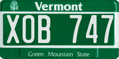VT license plate XOB747