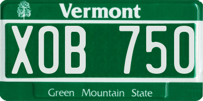 VT license plate XOB750