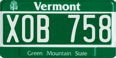 VT license plate XOB758