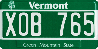 VT license plate XOB765