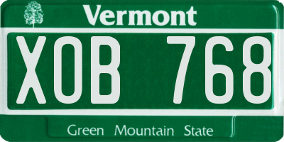 VT license plate XOB768