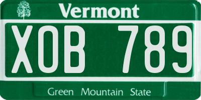 VT license plate XOB789