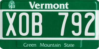 VT license plate XOB792