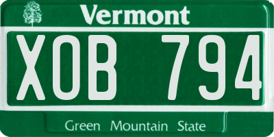 VT license plate XOB794