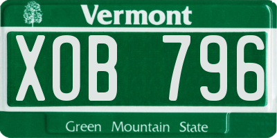 VT license plate XOB796