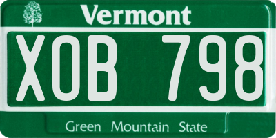 VT license plate XOB798