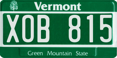 VT license plate XOB815