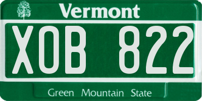 VT license plate XOB822
