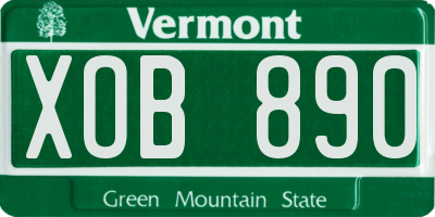 VT license plate XOB890