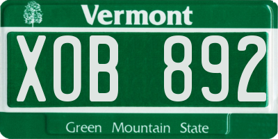 VT license plate XOB892