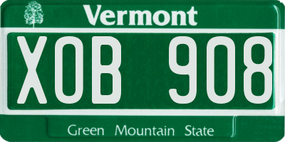 VT license plate XOB908