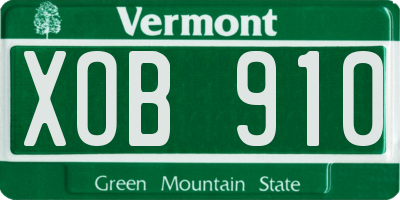 VT license plate XOB910