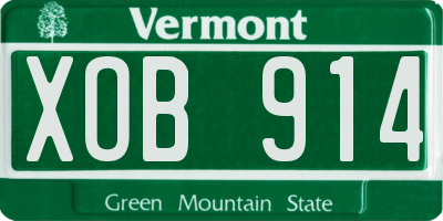 VT license plate XOB914