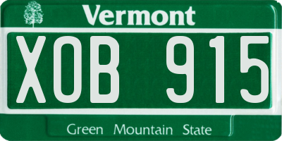 VT license plate XOB915