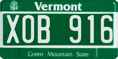 VT license plate XOB916