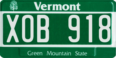 VT license plate XOB918