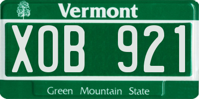 VT license plate XOB921