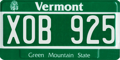 VT license plate XOB925
