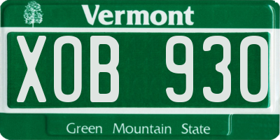 VT license plate XOB930
