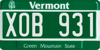 VT license plate XOB931