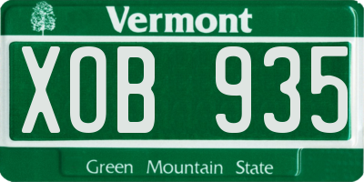 VT license plate XOB935