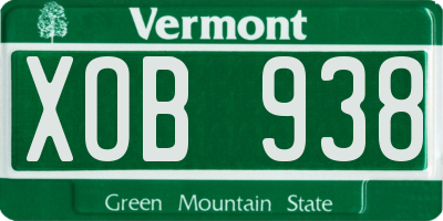 VT license plate XOB938