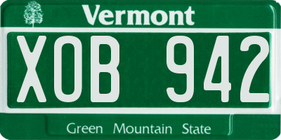 VT license plate XOB942